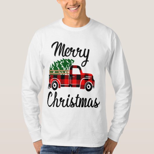 Merry Kerstbekerwagen Landenboom Red Buff T-shirt (Voorkant)