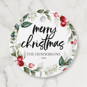 Merry KerstBerry Leaves Bedankjes Labels