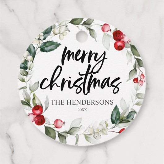 Merry KerstBerry Leaves Bedankjes Labels (Achterkant)