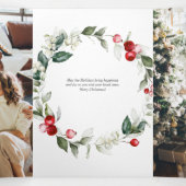 Merry KerstBerry Leaves Foto Drieluik Wenskaart (Binnenkant midden)