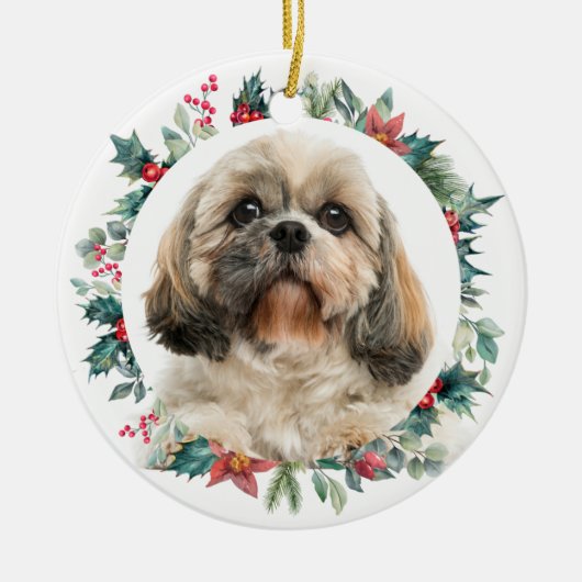 Merry kerstbessen Pet Dog Foto gepersonaliseerd Keramisch Ornament (Voorkant)