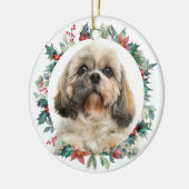 Merry kerstbessen Pet Dog Foto gepersonaliseerd Keramisch Ornament (Links)
