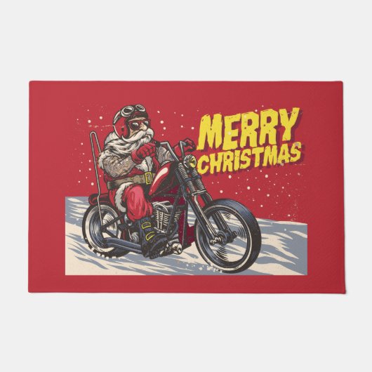 Merry Kerstbiker Santa Doormat Deurmat (Voorkant)