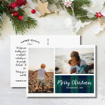 Merry KerstBlack Bekijk foto Collage Briefkaart<br><div class="desc">Vier het seizoen met dit leuke briefkaart met een zwart geruit horlogedetail, 2 van je foto's en de met de hand geletterde woorden "Merry Christmas" op de voorkant. Voeg uw aangepaste notitie op de achterkant. Of verwijder, als u wilt, de getypte notitie op de achterkant en schrijf elk briefkaart afzonderlijk....</div>