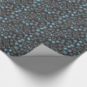 Merry KerstBlack Blue Santa Symbols Cadeaupapier (Hoek)