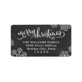 Merry KerstBlack Chalkboard Return Address Etiket (Voorkant)
