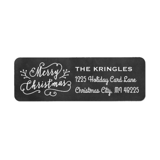 Merry KerstBlack Chalkboard Return Address Etiket (Voorkant)