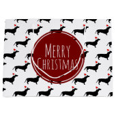 Merry KerstBlack Dachshunds Pattern Large Cadeautasje (Voorkant)