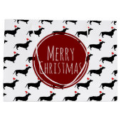 Merry KerstBlack Dachshunds Pattern Large Cadeautasje (Achterkant)