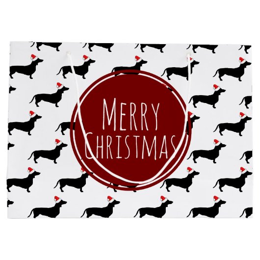 Merry KerstBlack Dachshunds Pattern Large Cadeautasje (Achterkant)
