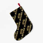 Merry KerstBlack en Gold Stars Typografie Kleine Kerstsok (Achterkant (Hangend))