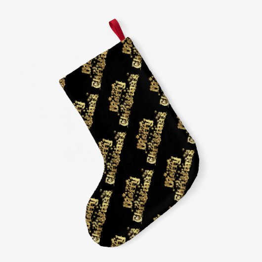 Merry KerstBlack en Gold Stars Typografie Kleine Kerstsok (Achterkant (Hangend))