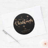 Merry KerstBlack Faux Gold Typografie Name Ronde Sticker (Envelop)