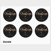 Merry KerstBlack Faux Gold Typografie Name Ronde Sticker (Vel)