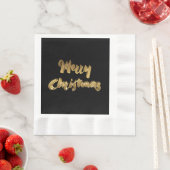 Merry KerstBlack Gold Handwriting Typografie Servetten (Insitu)