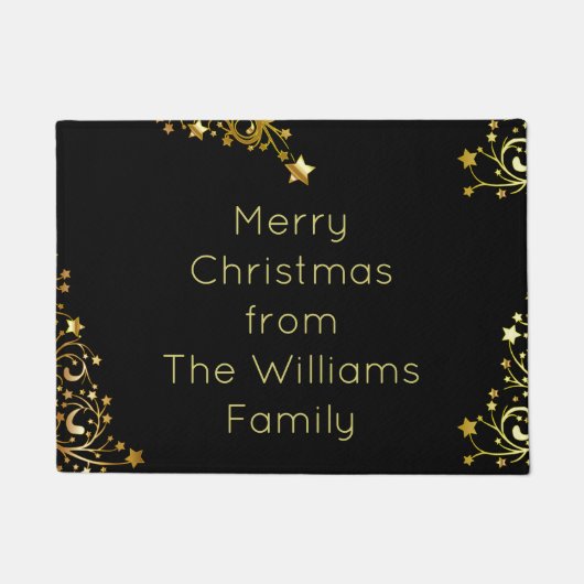 Merry KerstBlack Gold Stars Typografie Deurmat (Voorkant)