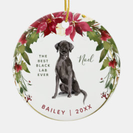 Merry KerstBlack Lab | Voeg de foto van uw hond to Keramisch Ornament
