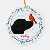 Merry KerstBlack Labrador Cardinaal Cute Dog Keramisch Ornament (Voorkant)