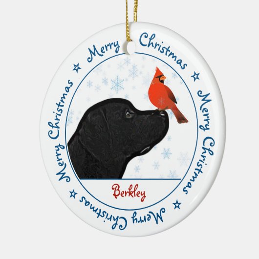 Merry KerstBlack Labrador Cardinaal Cute Dog Keramisch Ornament (Links)