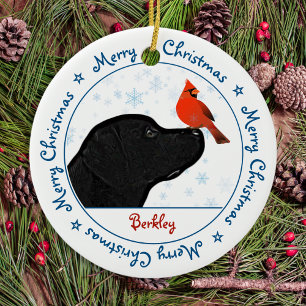 Merry KerstBlack Labrador Cardinaal Cute Dog Keramisch Ornament