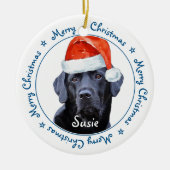 Merry KerstBlack Labrador Cute Santa Dog Keramisch Ornament (Voorkant)