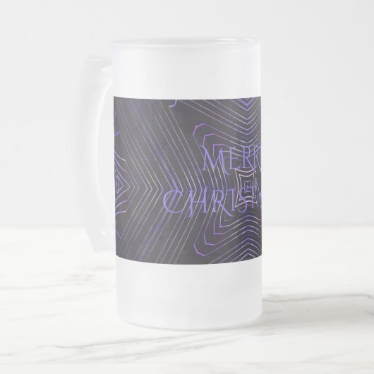 Merry KerstBlack Paars Kaleidoscoop-ontwerp Matglas Bierpul (Voorkant links)