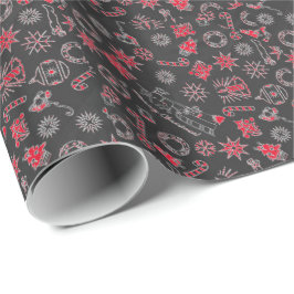 Merry KerstBlack Red Santa Wreath Candle Cadeaupapier