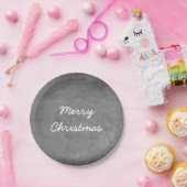 Merry KerstBlack White Chalkboard Typografie Papieren Bordje (Feest)