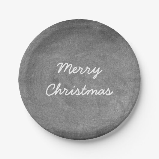 Merry KerstBlack White Chalkboard Typografie Papieren Bordje (Voorkant)
