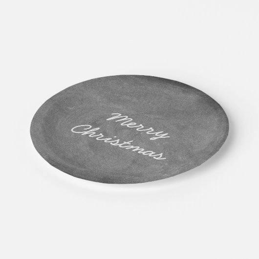Merry KerstBlack White Chalkboard Typografie Papieren Bordje (Gekanteld)
