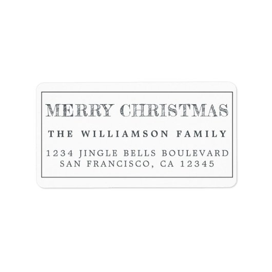 Merry KerstBlack White Return-adres Etiket (Voorkant)