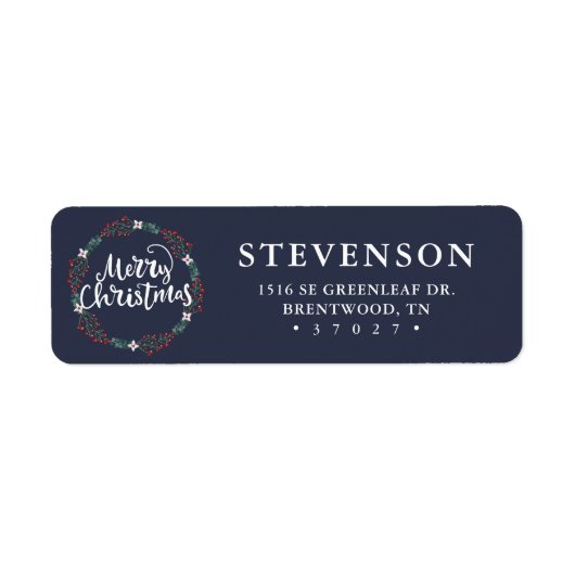 Merry Kerstblauw Etiket (Voorkant)