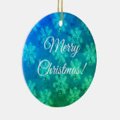 Merry Kerstblauw Keramisch Ornament (Rechts)