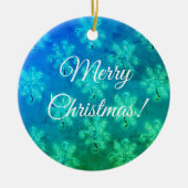 Merry Kerstblauw Keramisch Ornament (Voorkant)