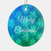 Merry Kerstblauw Keramisch Ornament (Links)