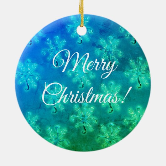 Merry Kerstblauw Keramisch Ornament (Achterkant)