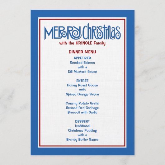 Merry Kerstblauw menu (Voorkant)