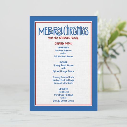 Merry Kerstblauw menu (Staand voorkant)