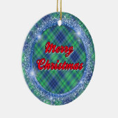 Merry Kerstblauw Pset Faux Glitter Lijst Keramisch Ornament (Rechts)