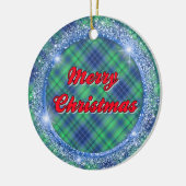 Merry Kerstblauw Pset Faux Glitter Lijst Keramisch Ornament (Links)