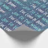 Merry kerstblauw sterren Religieus wrapppapier Cadeaupapier (Hoek)