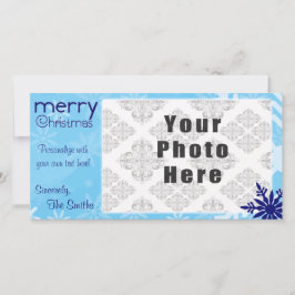 Merry Kerstblauw Thmed Snowflake Feestdagenkaart