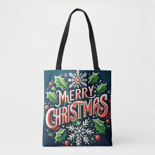 Merry Kerstblauw Tote Bag (Voorkant)