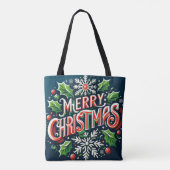 Merry Kerstblauw Tote Bag (Achterkant)