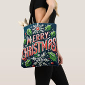 Merry Kerstblauw Tote Bag (Dichtbij)