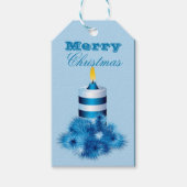 Merry Kerstblauwe kaars Cadeaulabel (Voorkant)