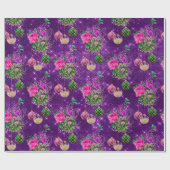 Merry Kerstbles Roos Gold Pink Paars Cadeaupapier (Vlak)