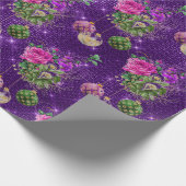 Merry Kerstbles Roos Gold Pink Paars Cadeaupapier (Hoek)