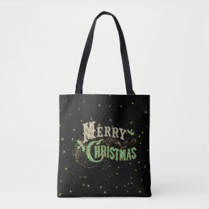 Merry Kerstbling Retro Typografie Tote Bag