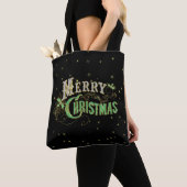 Merry Kerstbling Retro Typografie Tote Bag (Dichtbij)